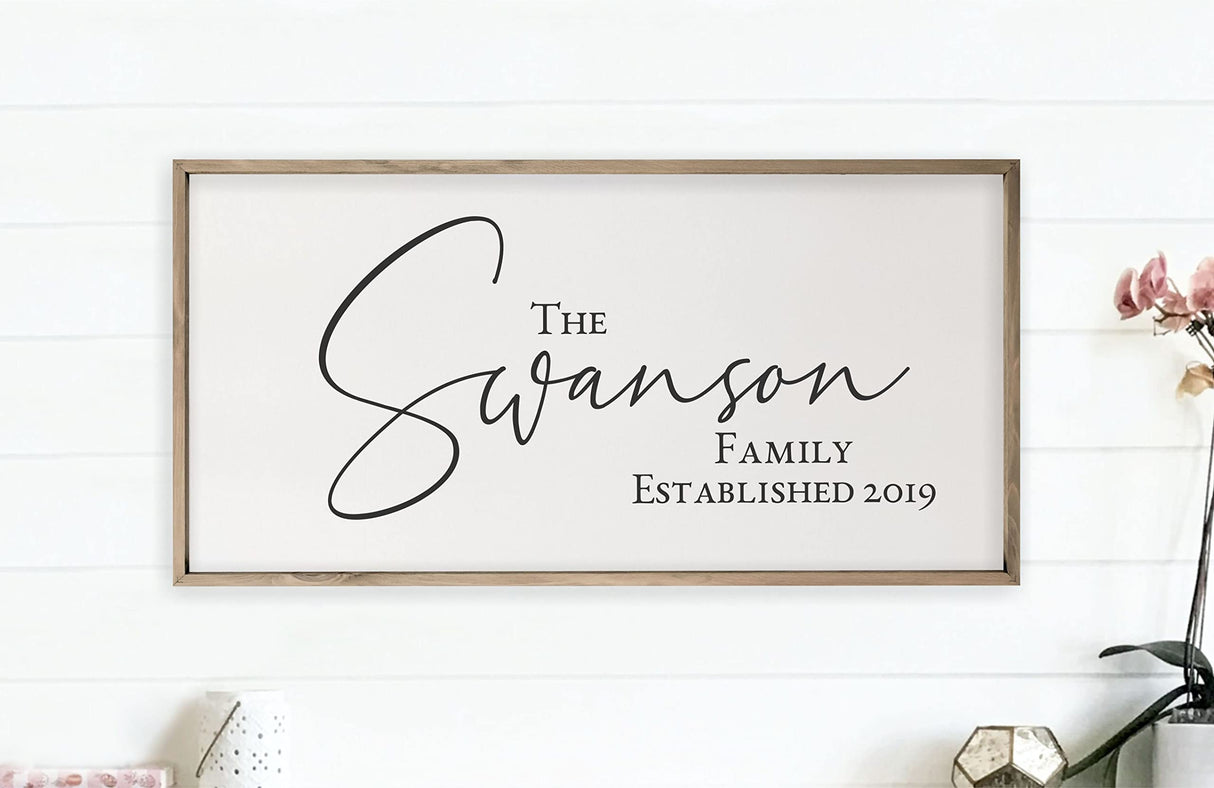 Personalized Framed Wooden Family Name Sign | Custom Family Established Wood Sign | Family Sign Wood Wall Decor… (15" x 30") MRC Wood Products