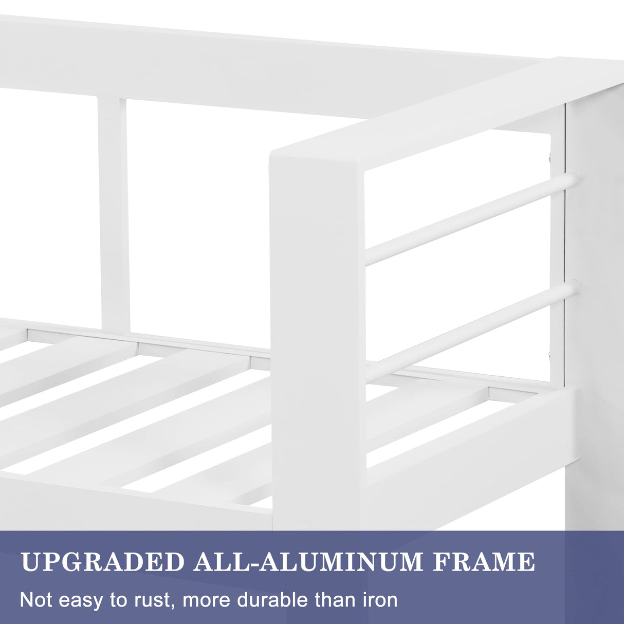 Wisteria Lane Patio Furniture Aluminum Loveseat, All-Weather Outdoor 2 Seats Sofa Couch, White Metal Chair with Light Grey Cushions Wisteria Lane