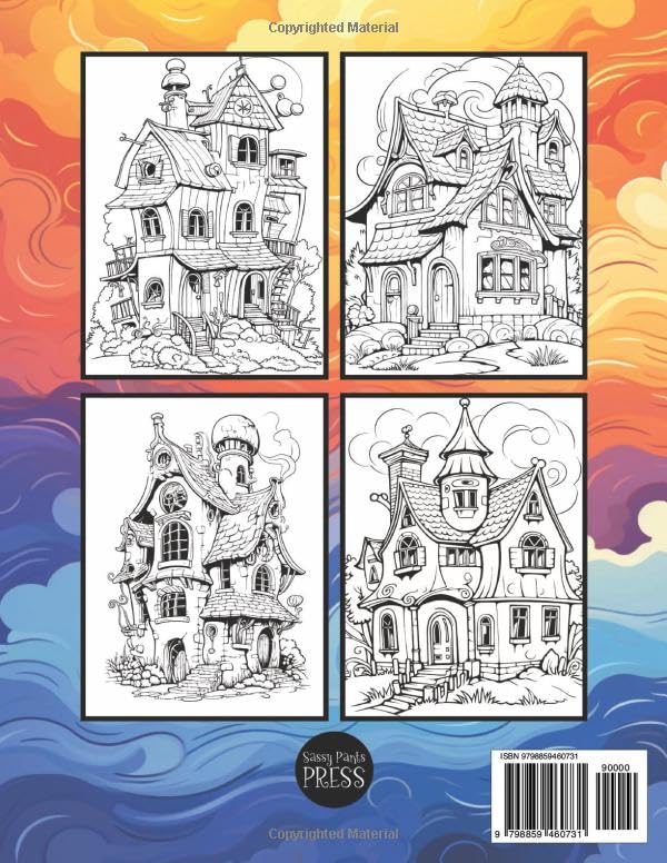 Mystical Barnhouses: A Coloring Book for adults featuring Whimsical Barn Homes with fantasy designs for relaxation and stress relief WoodArtSupply