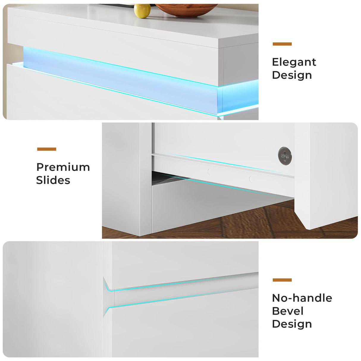 BTHFST Tall White Dresser for Bedroom with LED Lights, LED Modern 5 Drawers Chest of Drawers for Closet, Wood Tall 5 Drawer Dresser for Living Room Hallway Entryway BTHFST