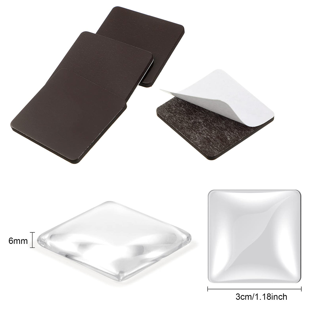 72 Pieces Craft Magnets Glass Ceramic Ferrite Magnet with Adhesive Backing and Transparent Clear Glass Cabochons for DIY Craft Fridge Refrigerator Magnets Pendants(Square,1.2 Inch) Weewooday