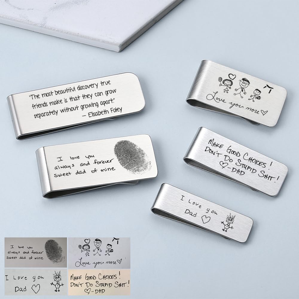 Personalized Money Clip for Men, Custom Money Clip Printed with Photo Custom Engraved Text LOGO Credit Card Cash Holder BLUEKISS