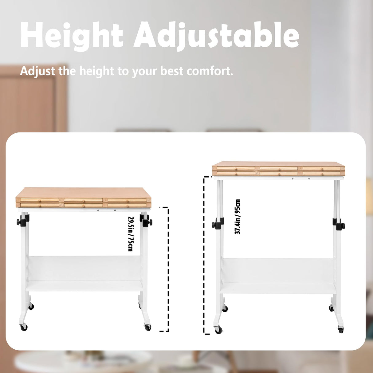 Tektalk 2000 Piece Foldable Puzzle Board with Height Adjustment, Jigsaw Puzzle Table with 2 Felt Cover & 8 Sorting Trays/Drawers, Puzzle Easel with Legs, Enclosed with 4 Roller Wheels Tektalk