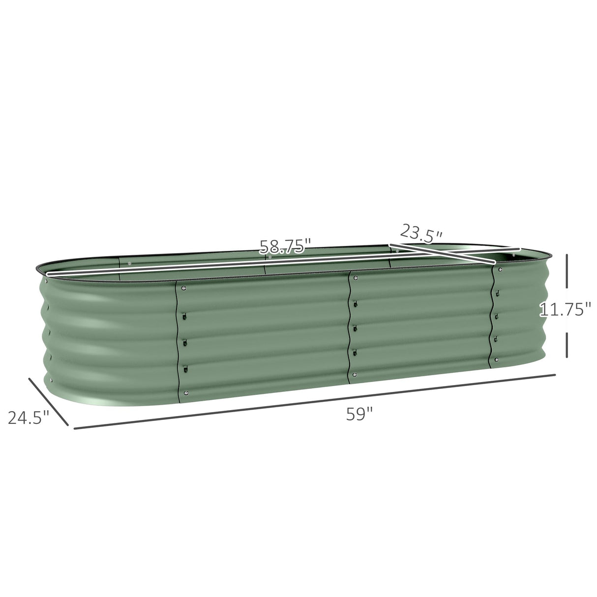 Outsunny 5' x 2' x 1' Galvanized Raised Garden Bed Kit, Outdoor Metal Elevated Planter Box with Safety Edging, Easy DIY Stock Tank for Growing Flowers, Herbs & Vegetables, Green Outsunny
