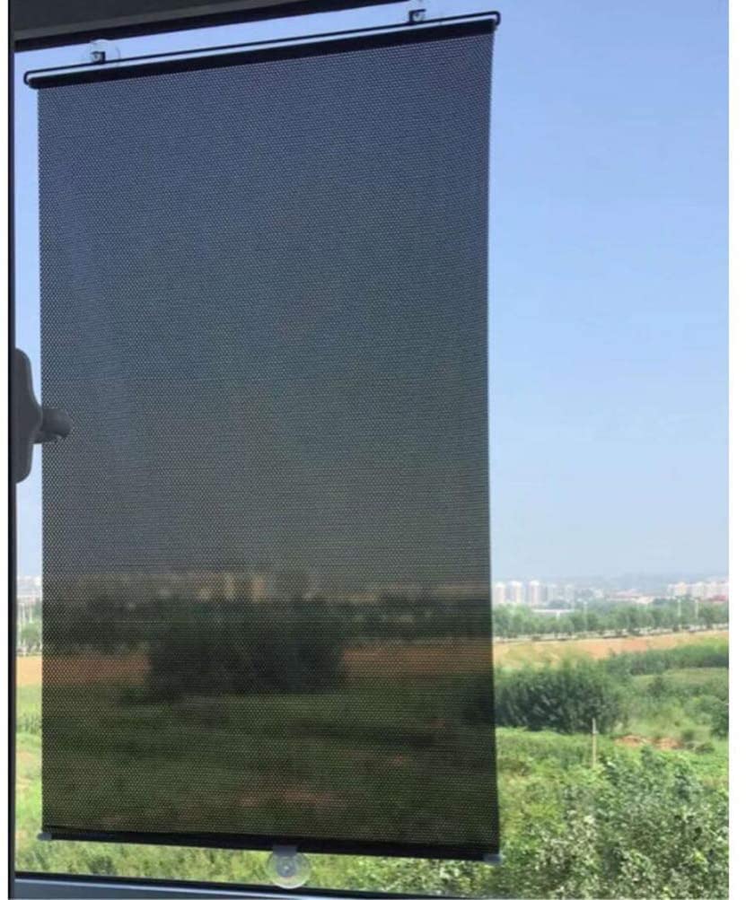 Blackout Blind Curtains with Suction Cups for Windows No Drill Cordless Blinds Temporary Portable Roller Shades UV Protection Window Shades for Home,Office,Bedroom,Door,Blackout (23''W x49''H, Black) Wakauto