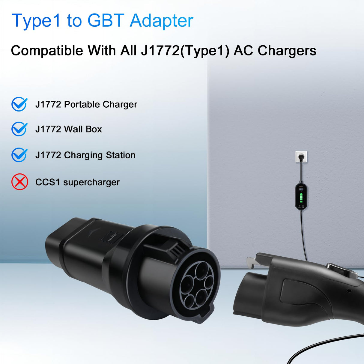 EV Charger Connector Type 1 to GBT Adapter, Fit for BYD, Electric Vehicle Charging Adapter SAE j1772 to GB/T EV Charging Adapter (J1772 to GBT Adapter Model 1) GUWIEYG