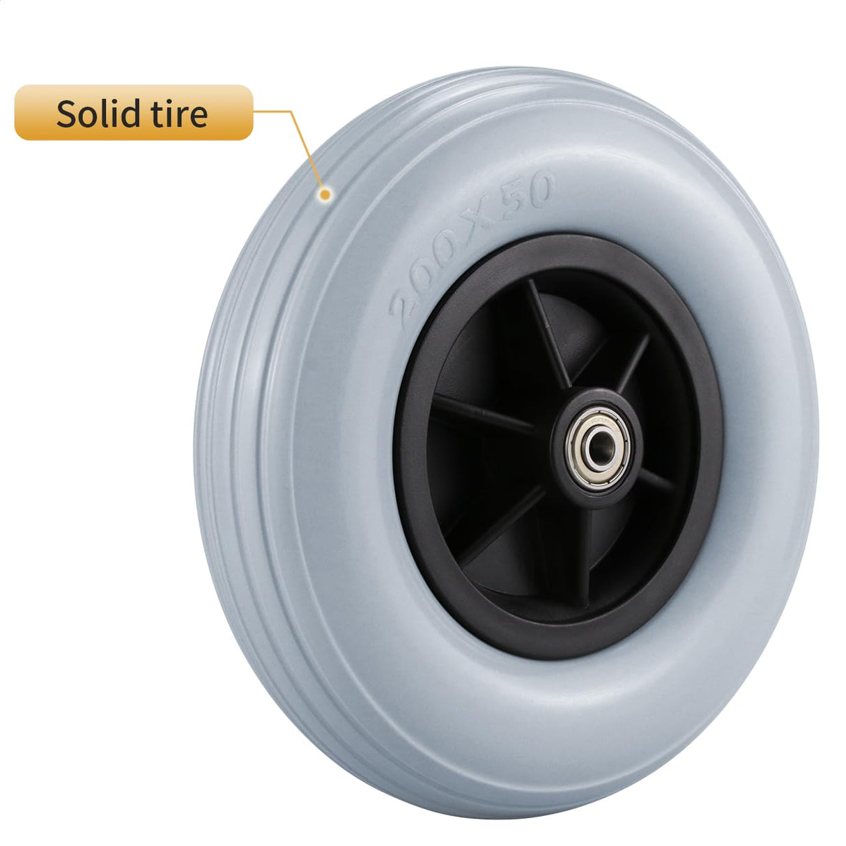 ANTIQO Pair of 8" x 2" (200x50) Caster Wheels for Electric/Power Wheelchair - 8 inch Solid Tire Replacement Wheels (8"x 2" (200x50) - Gray) ANTIQO