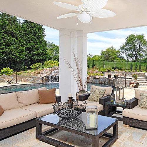 Honeywell Ceiling Fans Inland Breeze, 52 Inch Tropical Indoor Outdoor Ceiling Fan with Light, Pull Chain, Three Mount Options, Weather Resistant Blades - 50511-01 (White) Honeywell Ceiling Fans
