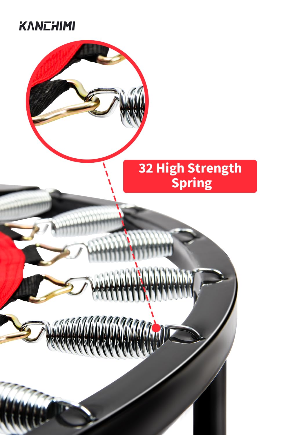 Kanchimi 550 LBS Foldable Mini Trampoline, 40" Fitness Trampoline Without armrests/U Shape Adjustable Foam Handle, Stable & Quiet Exercise Rebounder for Adults Indoor/Outdoor Workout (Black, 40 inch) Kanchimi