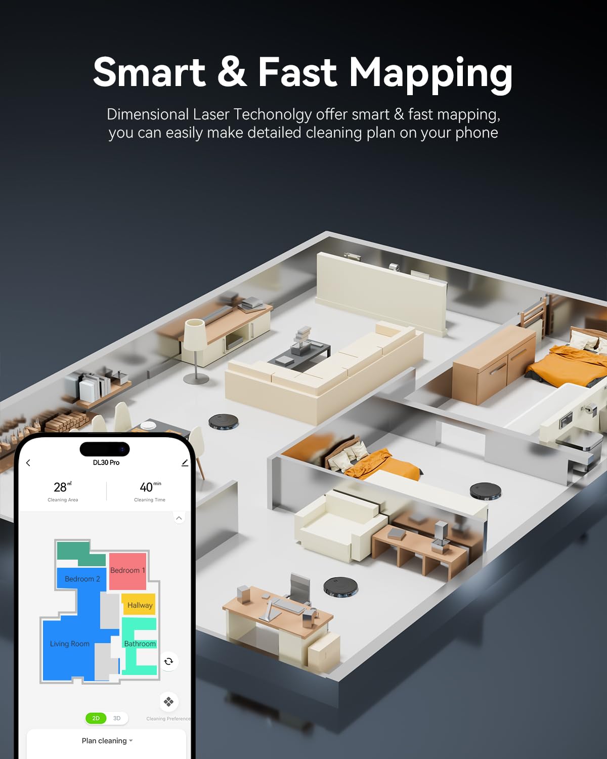 Kokaidia Robot Vacuum and Mop Combo, LiDAR Navigation, 9000Pa Suction Robotic Vacuum Cleaner โ Ultra Slim Design, 200 Min Runtime, Auto Recharge, Customizable Cleaning for Pet Hair, Hard Floors Kokaidia