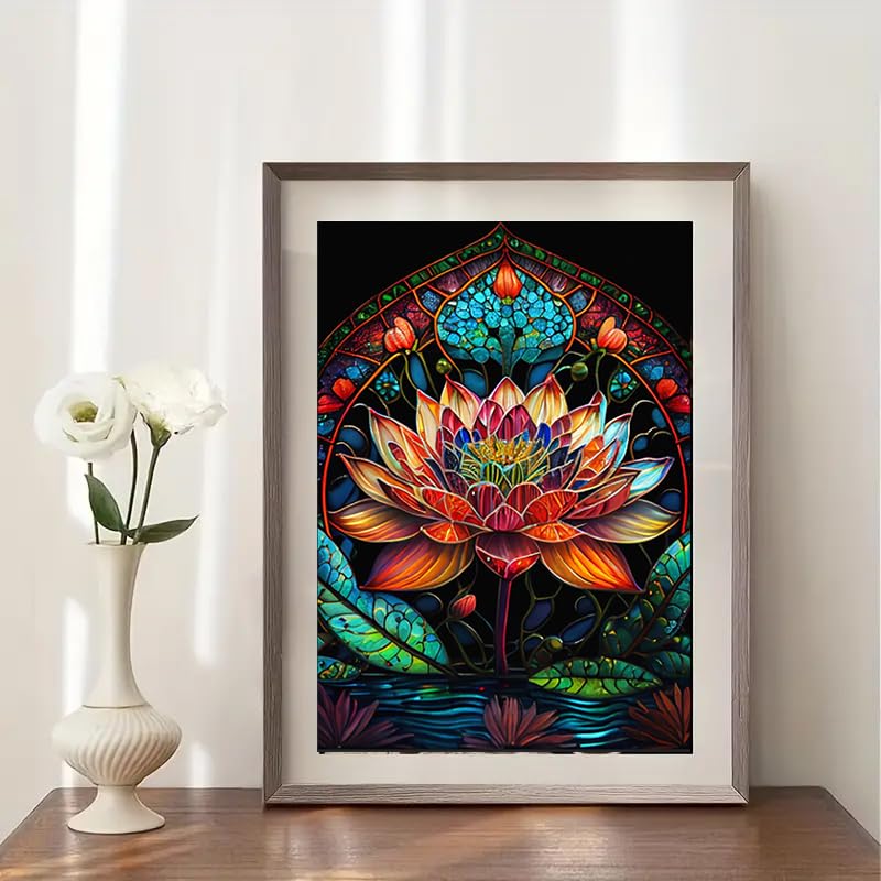 CXYQLC DIY 5D Diamond Painting Kits for Adults Diamond Art Lotus Diamond Painting Full Drill Crystal Rhinestone Embroidery Craft Kits for Home Wall Decor Gifts 11.8x15.7inch CXYQLC