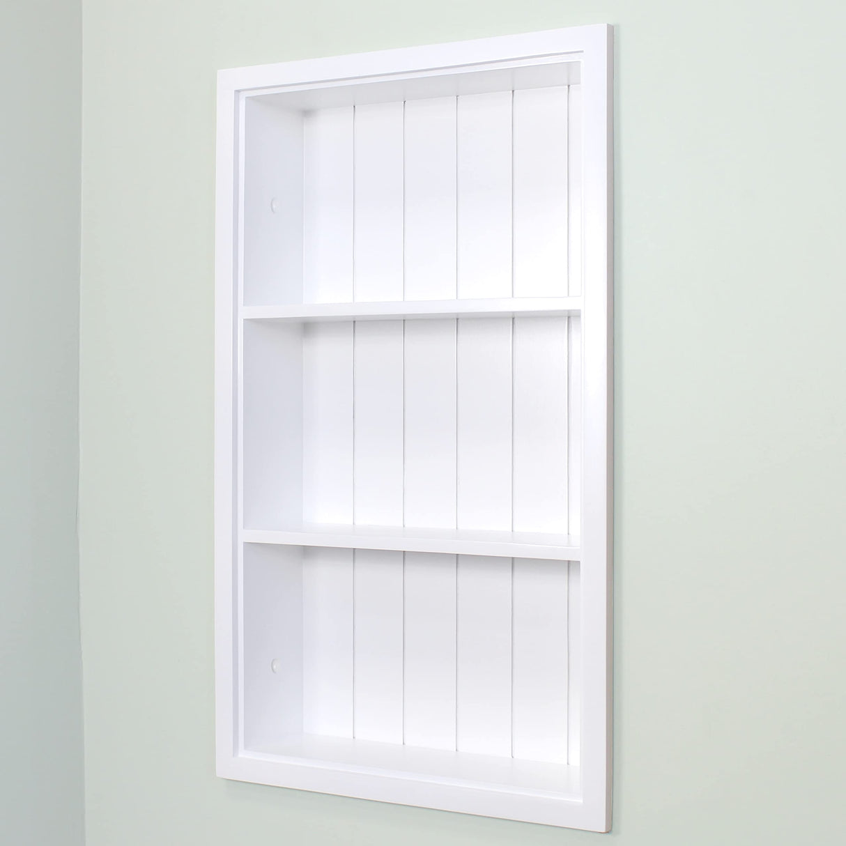 Fox Hollow Furnishings 14x24 Sloane Recessed Wall Niche Medicine Cabinet Replacement, in The Wall Bathroom Cabinet Insert Shelf/Shelves, Made in North America, Real Wood, NO MDF, White Beadboard Back Fox Hollow Furnishings