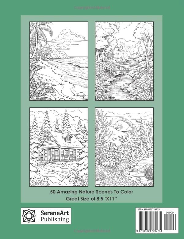 Nature scenes coloring book WoodArtSupply