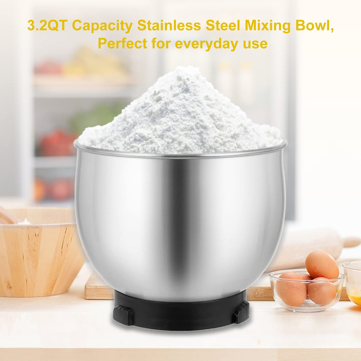 Kitchen in the box Stand Mixer,3.2Qt Small Electric Food Mixer,6 Speeds Portable Lightweight Kitchen Mixer for Daily Use with Egg Whisk,Dough Hook,Flat Beater (Black) Kitchen in the box