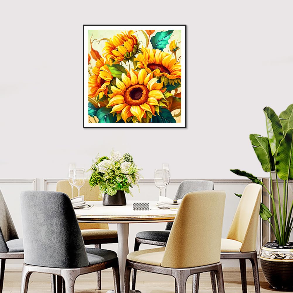 Stalente Diamond Painting Kits for Adults Sunflower, 5D DIY Diamond Art Kits for Beginners Round Full Drill Diamond Painting for Home Wall Decoration Gift 12×12inch, Flower Stalente