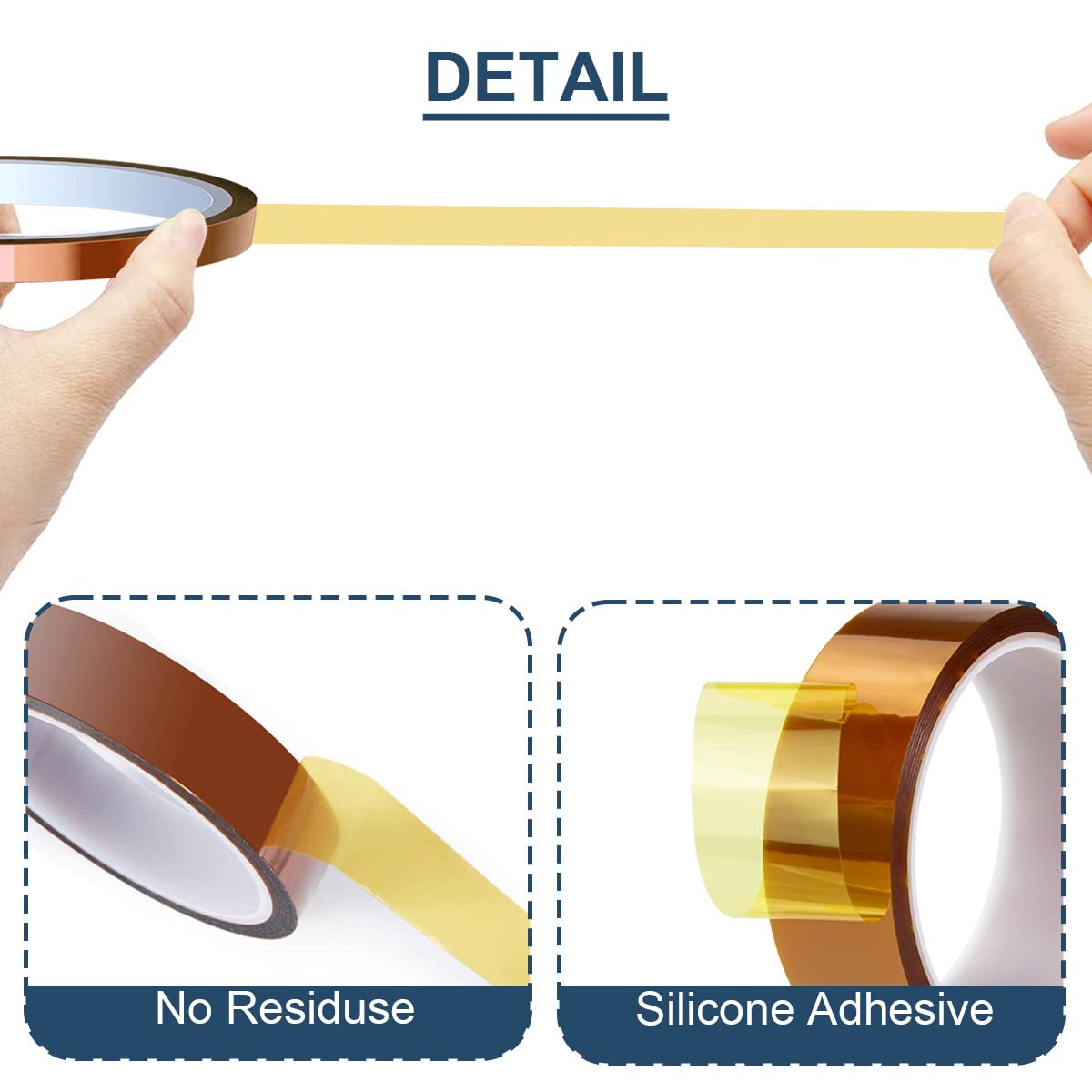 DAOKAI 30mm x 28m(90ft) High Temperature Tape High Temp Tape Polyimide Heat Resistant Tape Thermal Tape Kapton Tape for Masking/Solder / 3D Printers/Battery DAOKAI