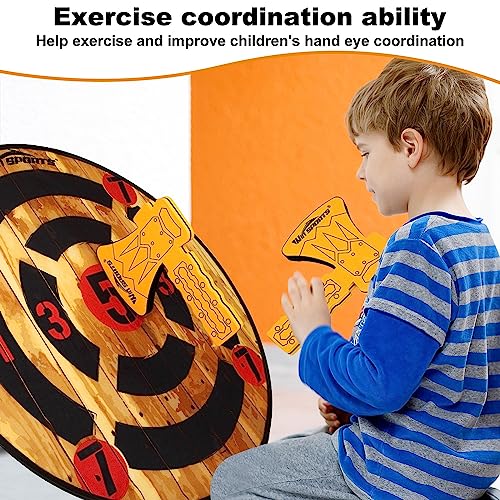 WIn SPORTS Toy Foam Axe Throwing Game - Indoor Outdoor Target Game,Includes Two Foam Axes, One 26” Easy Fold Target and A Carry Bag WIn SPORTS