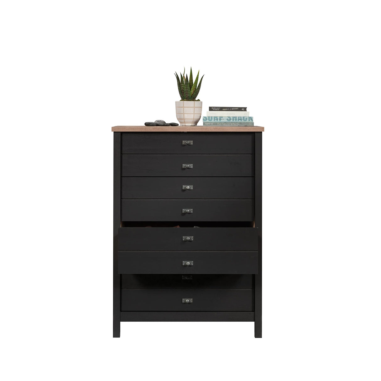 Sauder Cottage Road 4-Drawer Chest/Dresser, L: 32.44" x W: 19.29" x H: 44.92", Raven Oak Finish Sauder