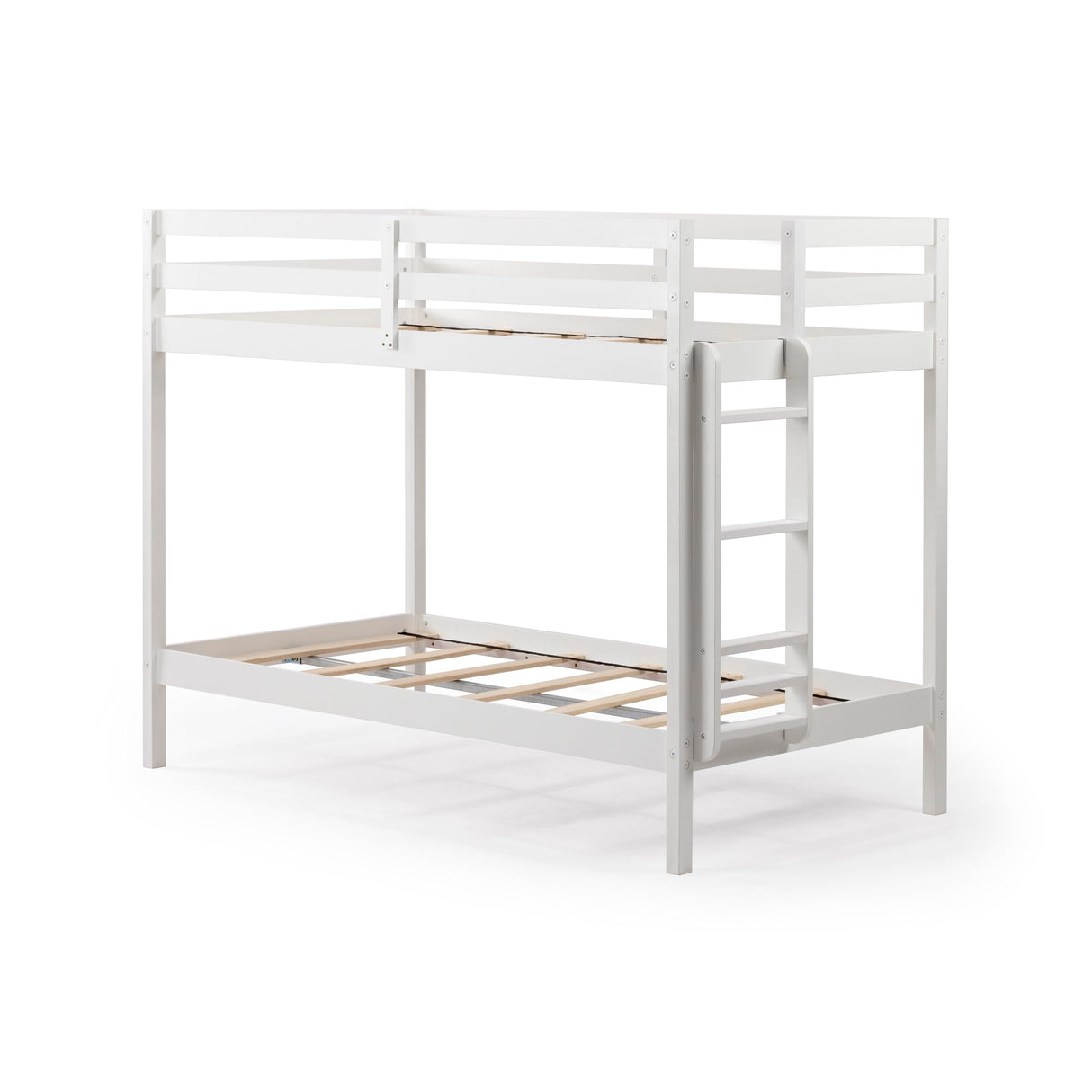 Grain & Grove Bear Twin Over Twin Bunk Bed, Sturdy Bunk Bed Frame for Kids, Plywood Bunk with Ladder, Guardrail, and Slats, No Box Spring Required, Brushed White Grain & Grove