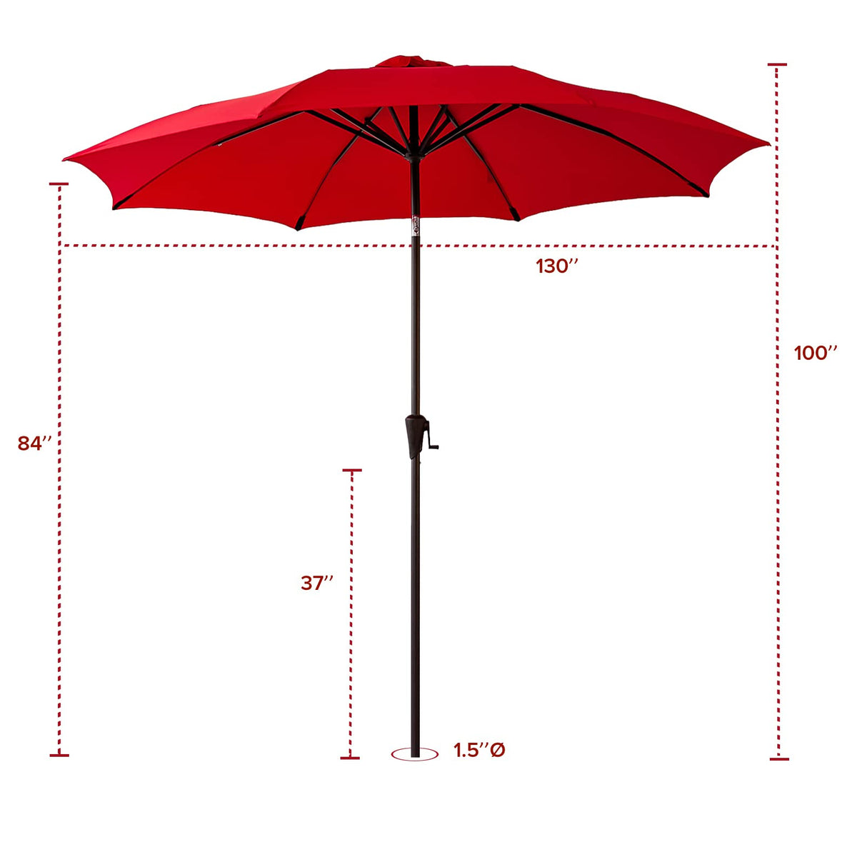 FLAME&SHADE 11 ft Outdoor Market Patio Table Umbrella with Fiberglass Rib Tips and Tilt, Red FLAME&SHADE