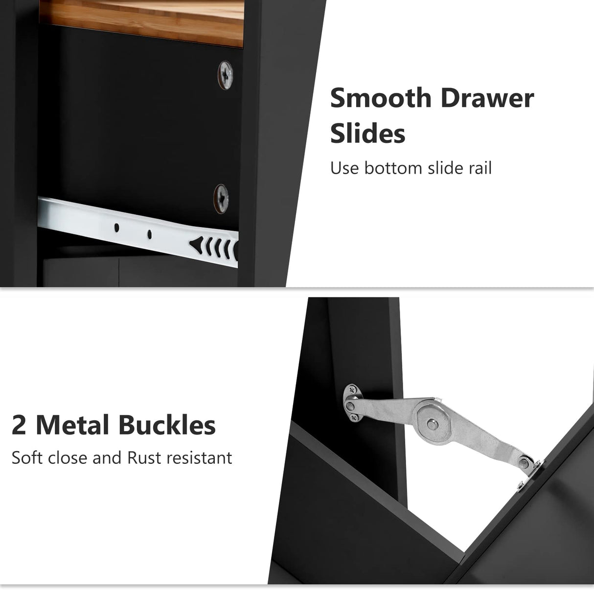 Double Tilt Out Trash Cabinet 20 Gallon, Freestanding Wooden Kitchen Trash Recycling Cabinet with Drawer & Removable Cutting Board, Dog Proof Trash Can Cabinet, Black Gitua