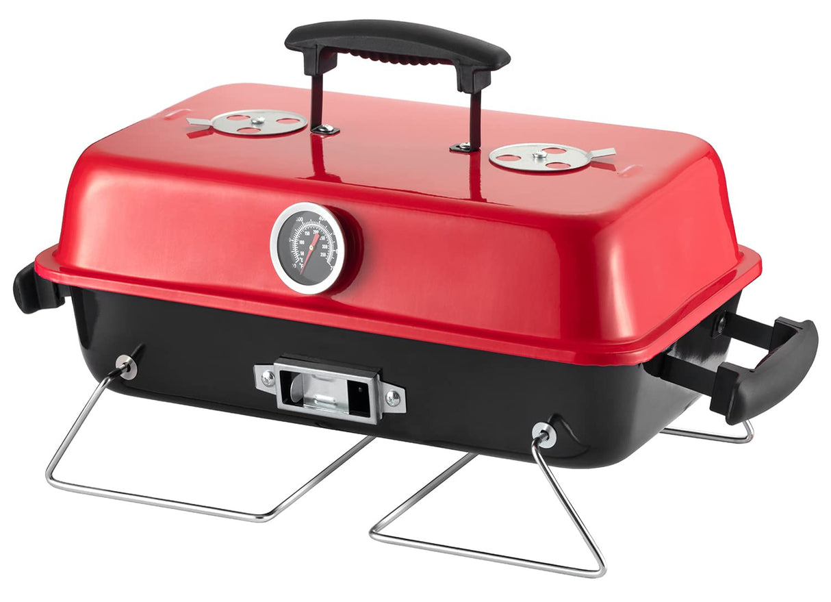 Portable Charcoal Grill, Tabletop Outdoor Barbecue Smoker, Small BBQ Grill for Outdoor Cooking Backyard Camping Picnics Beach by DNKMOR RED WoodArtSupply