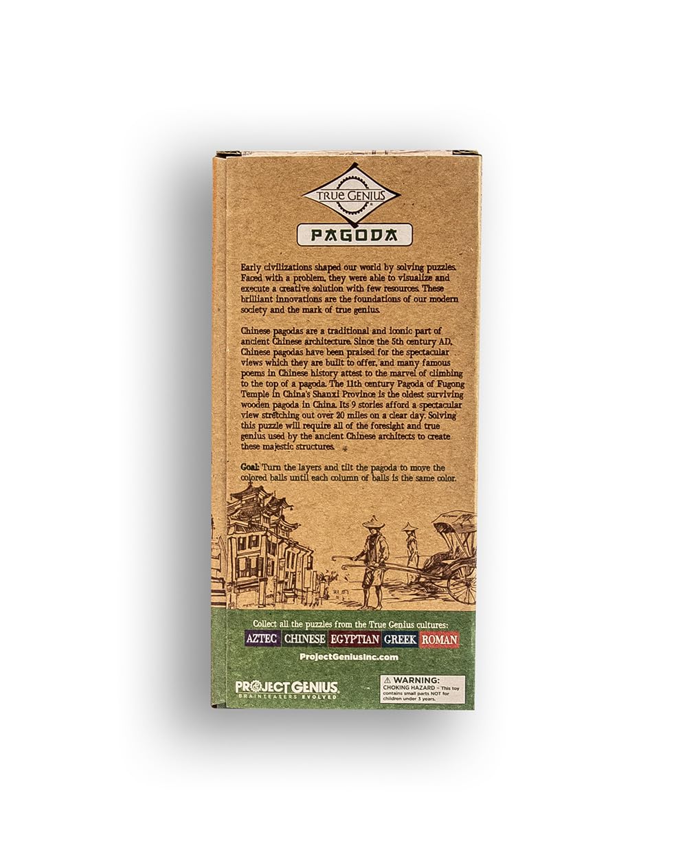 Project Genius Chinese Pagoda 3D Wood Puzzle, Mechanical Maze Brainteaser, Gift for Kids 8+, Teens, and Adults - True Genius Series Inspired by Ancient Architecture Project Genius