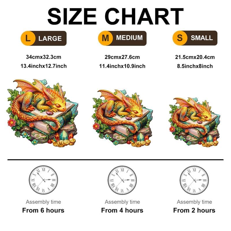 Jigfoxy Wooden Puzzle for Adults, Sleeping Dragon Wooden Jigsaw Puzzles for Adult, Unique Animal Shape Wood Cut Puzzles, Christmas Thanksgiving Gifts for Friends Family (M-11.4 * 10.9in-200pcs) Jigfoxy