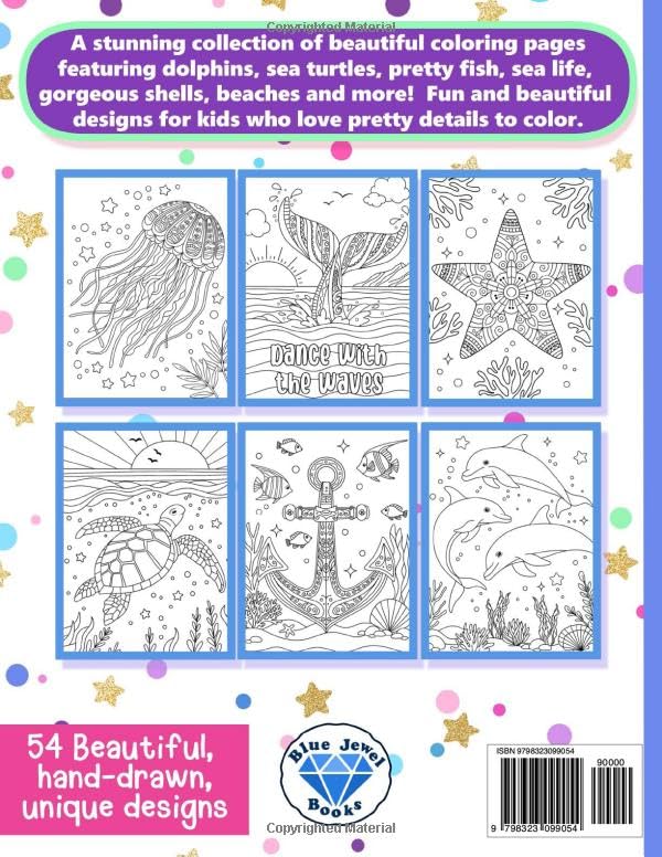 Coloring Book for Kids: Beautiful Ocean and Sea Life for Girls Ages 6-12 WoodArtSupply