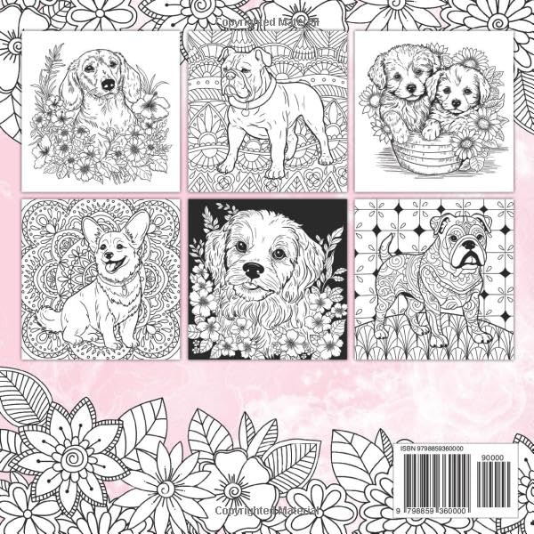 Dogs Coloring Book: Relaxing dog coloring pages for girls ages 10-12, 13-19, teens and adults (Pet coloring books) WoodArtSupply