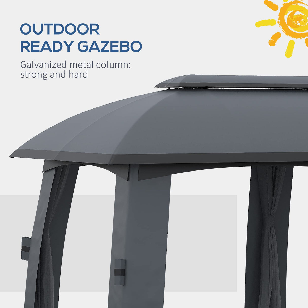 Outsunny 10' x 20' Patio Gazebo, Outdoor Gazebo Canopy Shelter with Netting, Vented Roof, Steel Frame for Garden, Lawn, Backyard, and Deck, Dark Gray Outsunny
