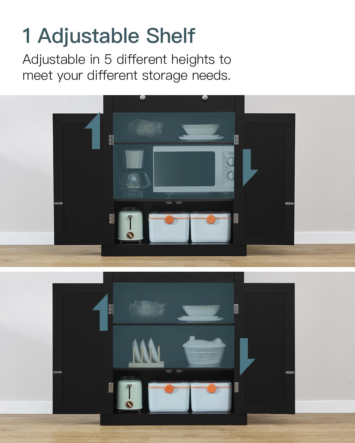 usikey 72” Kitchen Pantry Cabinet, Tall Storage Cabinet with 4 Doors and 1 Drawer, Freestanding Cupboard with 6 Hanging Shelves and Adjustable usikey