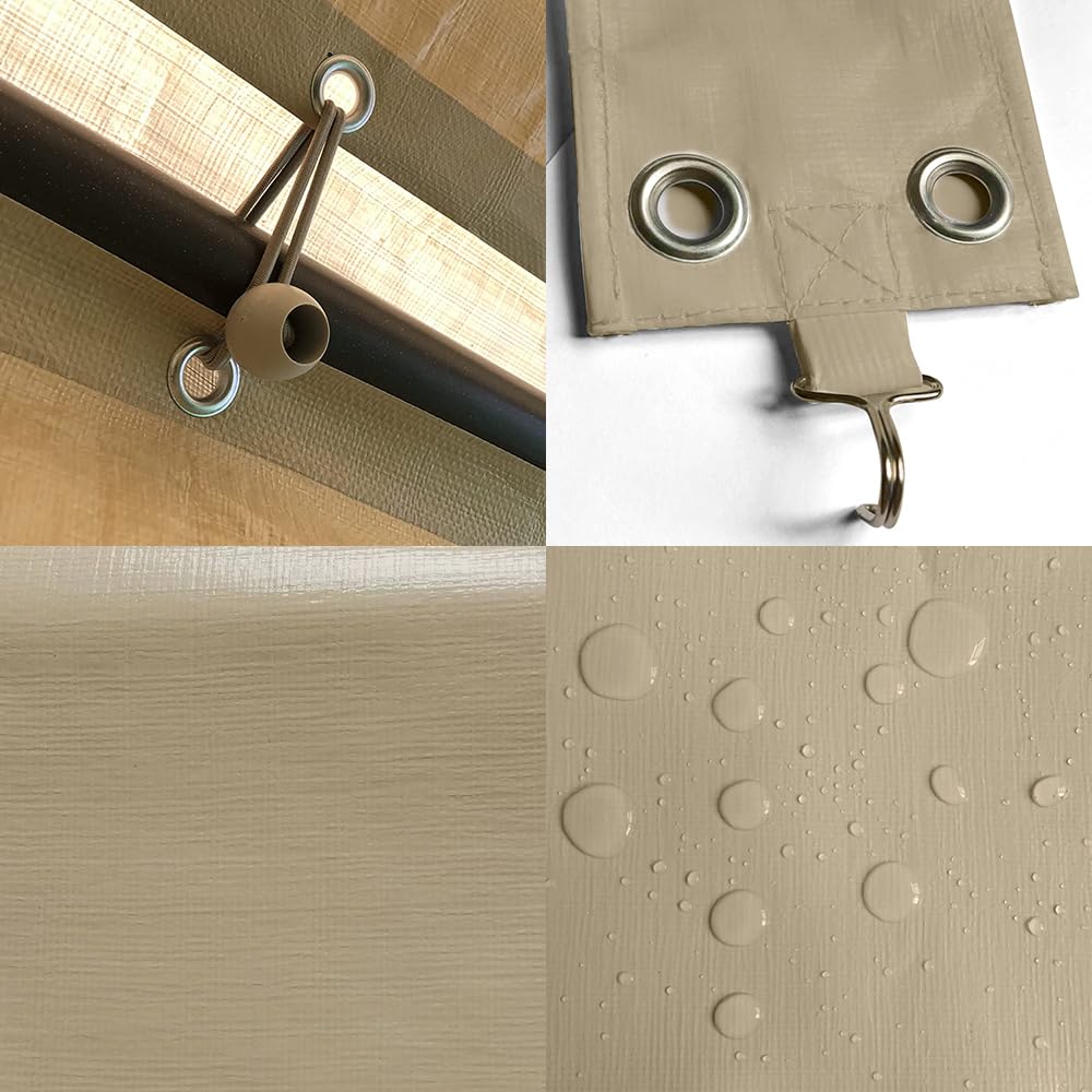 Carport Replacement Canopy, Replacement Top Cover for 12' x 20' Carport Frame, 180G PE Fabric Waterproof & UV Protected Tarp with Ball Bungees, Beige (Only Top Cover, Frame is not Included) Vanteriam