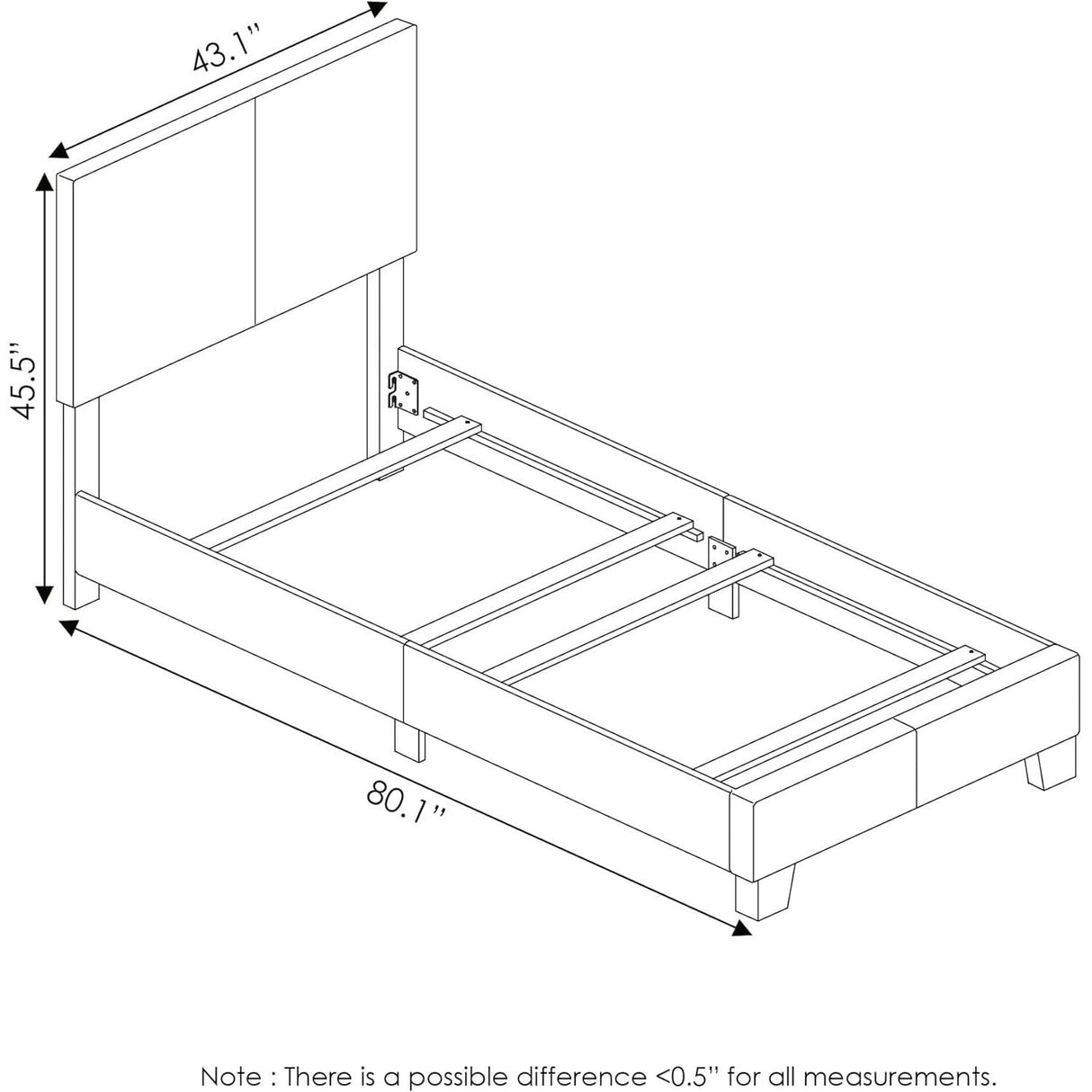Furinno FB19821TWH Pessac PU Leather Upholstered Platform, Twin, White Furinno