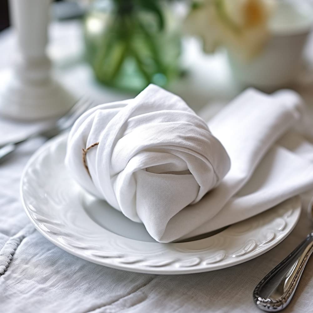 COTTON CRAFT White Dinner Napkins - Set of 24 Classic Twill Pure Cotton Soft Cloth Napkins - Durable Washable Reusable Napkin - Everyday Table Napkin - Restaurant Wedding Party Gift - 17 x 17 inches COTTON CRAFT