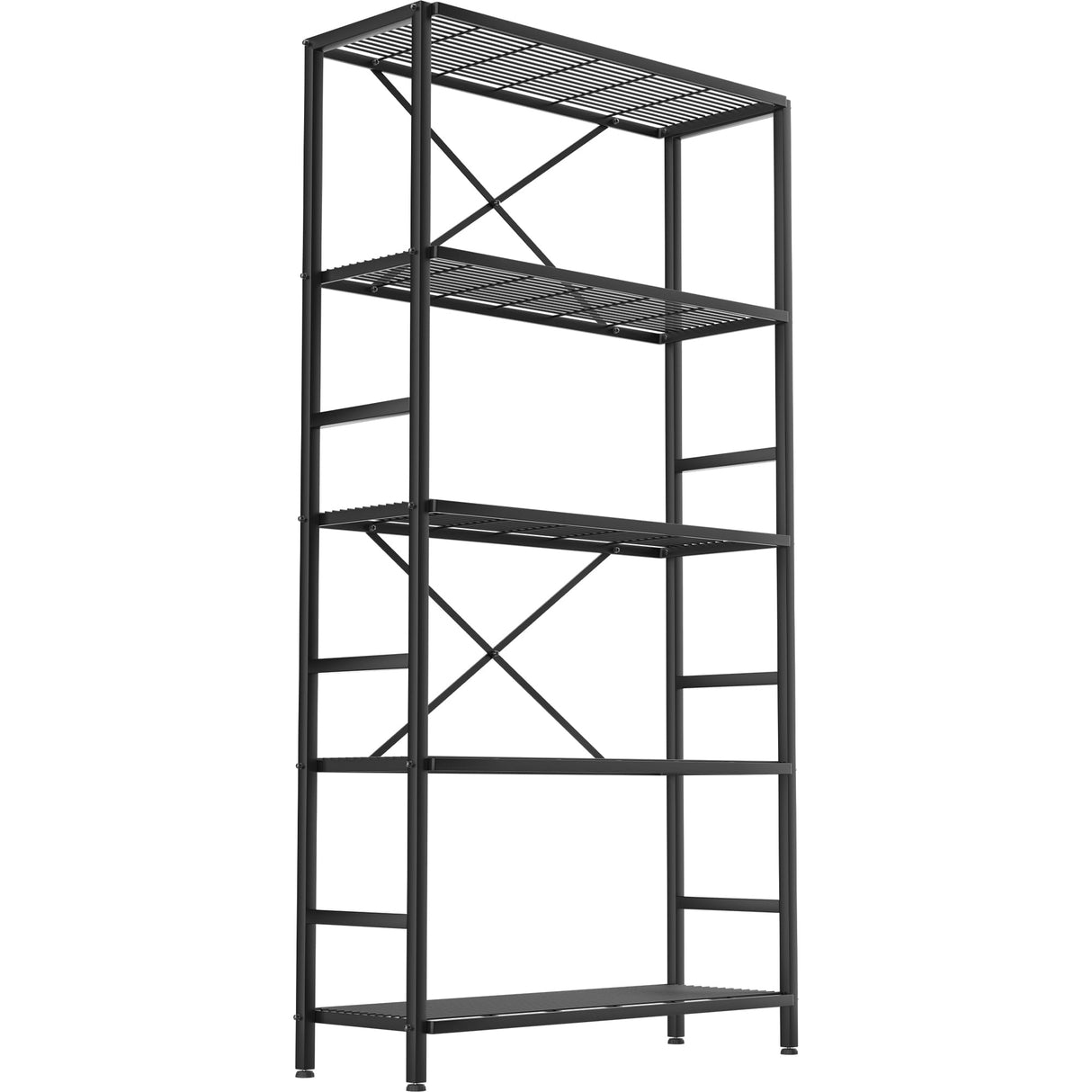 5-Tier Heavy Duty Garage Shelving Unit,Standing Storage Shelf,Metal Wire Rack Shelf Suitable for Laundry Rooms,Bathrooms,Kitchen Storage Rooms,Wardrobes(Black,37.8L x 14W x 65.7H) Soywey