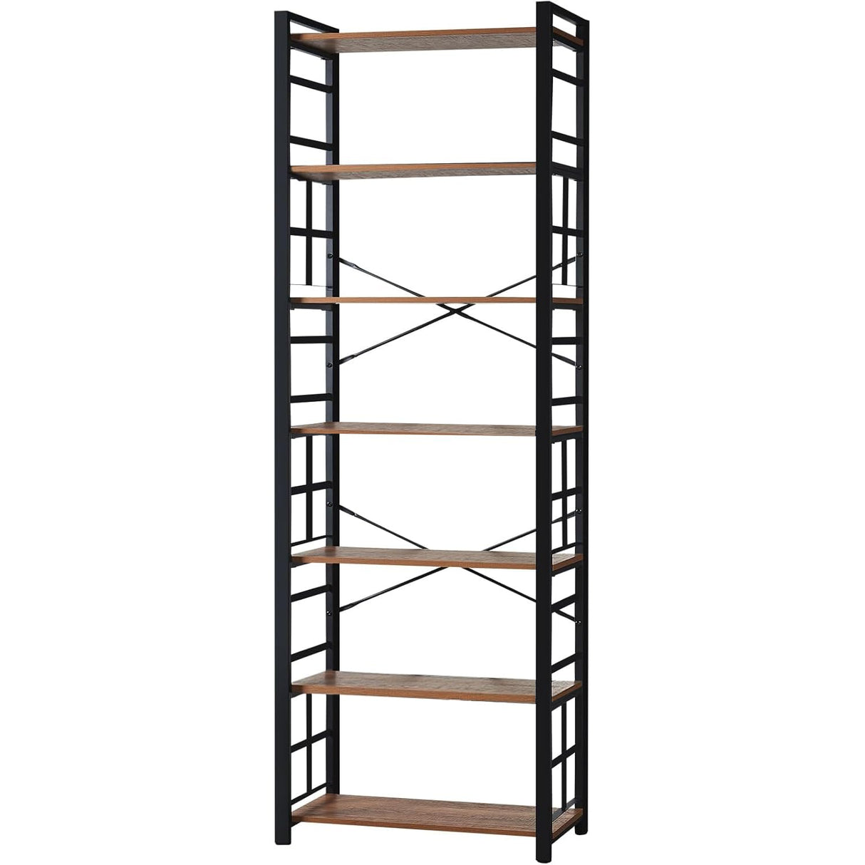 HOMBAZAAR 7 Tier Bookshelf,84 inch Tall Industrial Bookcase with Metal Frame and Open Shelves,Rustic Heavy Duty 7 Shelf Bookcase, Office Book Shelves for Living Room and Bedroom,Brown HOMBAZAAR