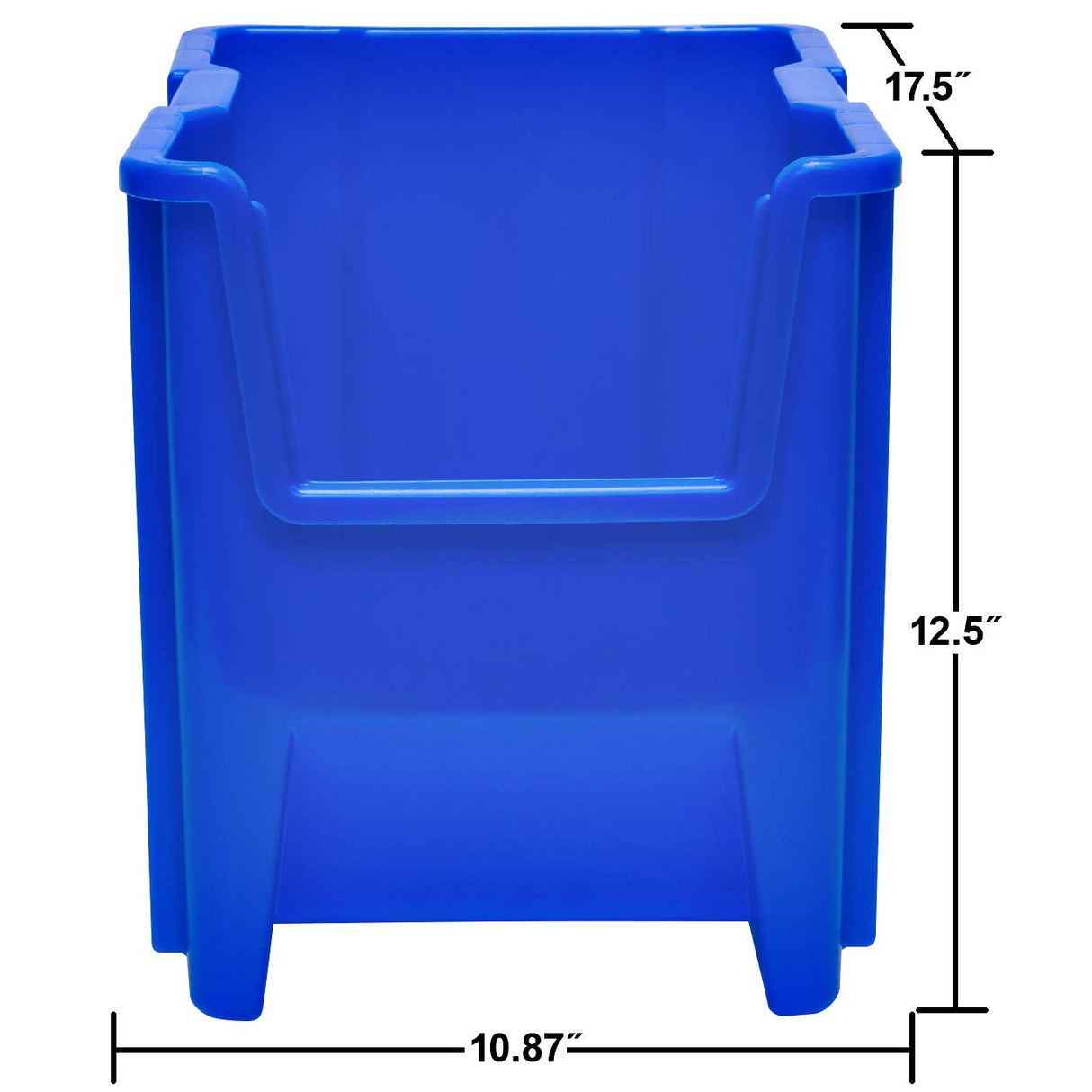 Akro-Mils 13014 Stak-N-Store Heavy Duty Stackable Open Front Plastic Storage Container Bin, (17-1/2-Inch x 11-Inch x 12-1/2-Inch), Blue, (4-Pack) Akro-Mils