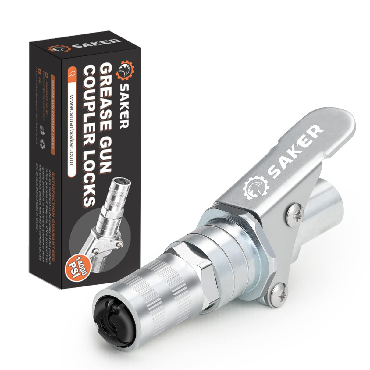 Saker Grease Gun Coupler-Upgrade to 14000 PSI,Duty Quick Release Grease Couplers,Compatible with All Grease Guns 1/8" NPT Fittings (1 PC) Saker
