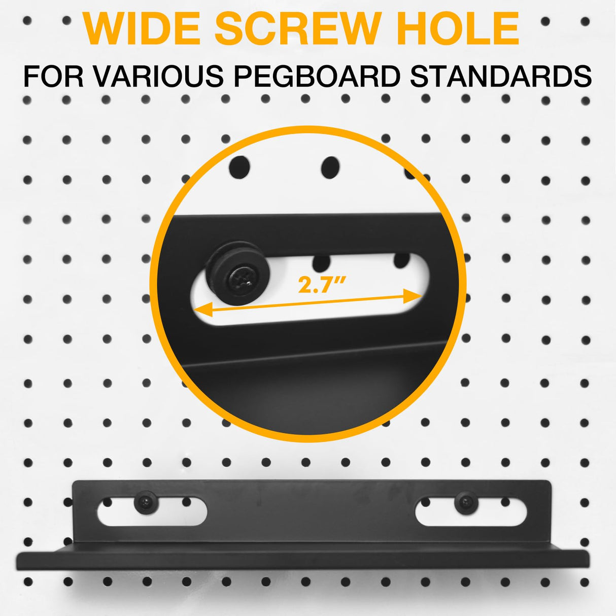 Metal Pegboard Shelf Set - 2Pack 11.7" Peg Board Shelving Racks Black Accessories Display Trays Tool Tiered Shelves for Office Craft Garage Kitchen Bathroom Pegboard Organization System (Medium) G.CORE