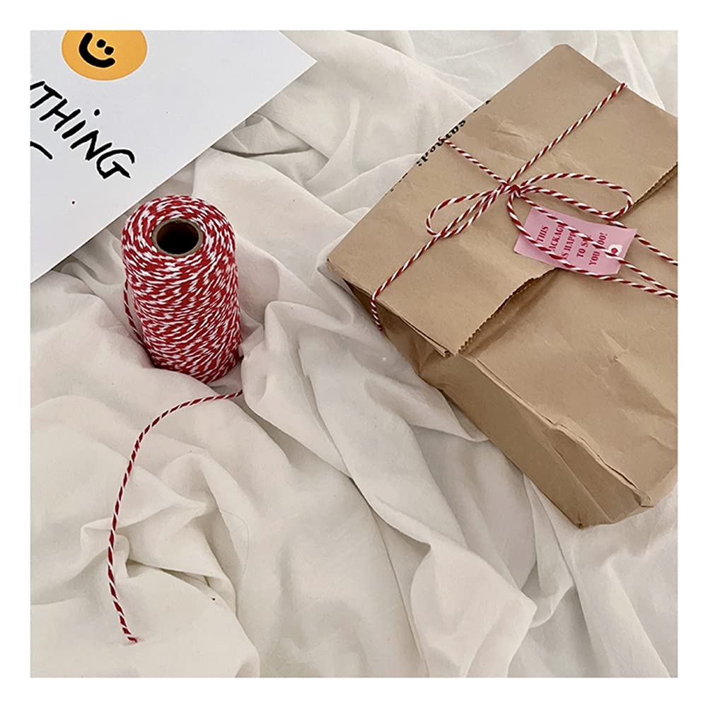 Cotton Twine, 328 Feet Red & White - Craft & Wedding Decor, Butchers & Christmas Wrapping String FLIPPED