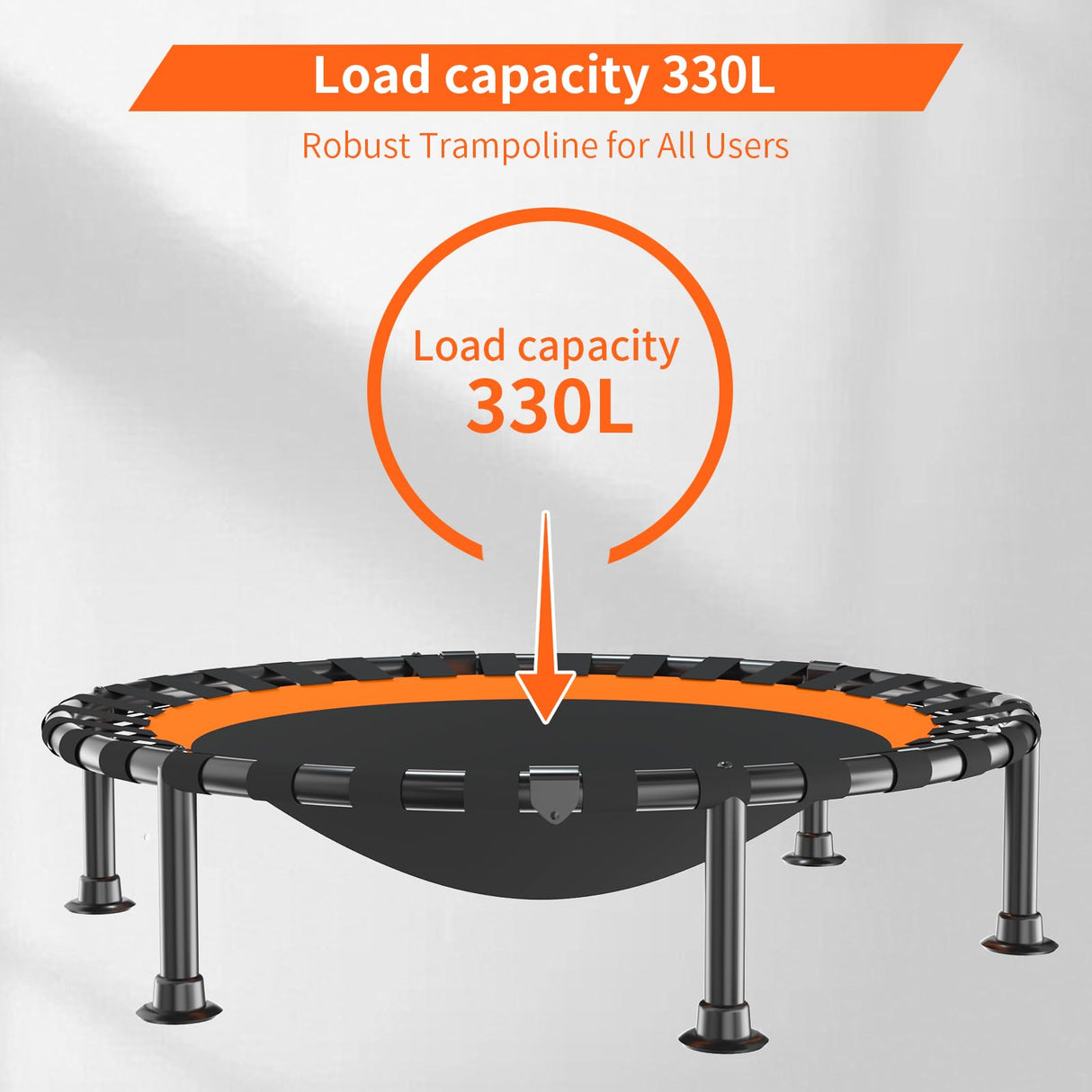 40"/48" Foldable Mini Trampoline Load 330lbs,Portable Exercise Rebounder Trampoline with Adjustable Foam Handle,Fitness Trampoline for Adults (40 in with handrail) FitinOne