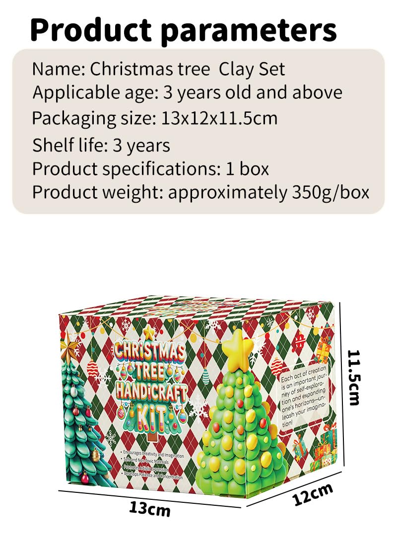 juyght Christmas DIY Craft Kits - Air Dry Clay Craft Set Creative Modeling Kit for Indoor Decor & Handmade Ornaments Gift for Christmas Gifts & Holiday Activities (Christmas Tree) juyght