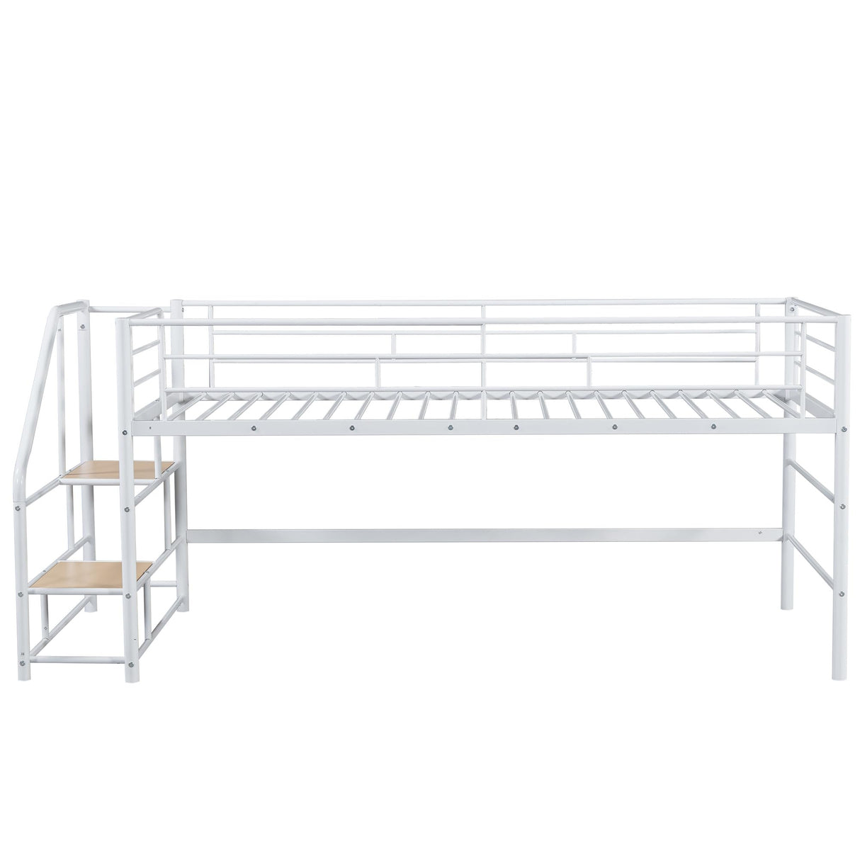 Merax Junior Metal Low Loft Bed Frame for Girls Boys, Space Saving/Easy Assemble White Merax