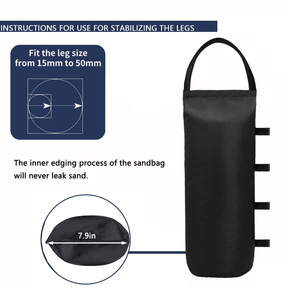 4 (Black) Cylindrical Sand Bags Weights for Canopy Weight Bag Outdoor Advertising Tent Sunshade Fixed Windproof sandbag Bag Weight Bags for Pop up Canopy Tent (Without Sand) IALNAI