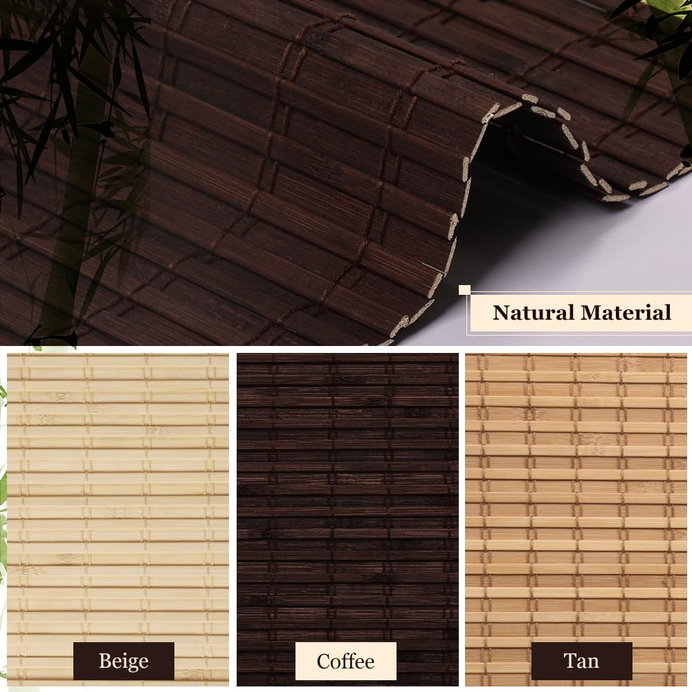 LUCKUP Cordless Bamboo Roman Blinds Shades for Indoor Windows-Blackout Room Darkening Roman Blinds with 6" Valance Cover Enhanced Privacy, 20" W x 64" H LUCKUP