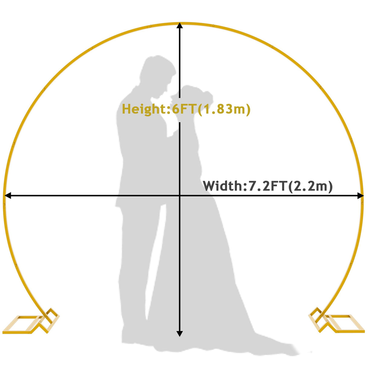 Wokceer Wedding Arch 7.2FT Round Backdrop Stand Gold Metal Circle Backdrop Stand Circle Balloon Arch Stand Frame for Birthday Party Bridal Shower Anniversary Ceremony Candy Tables Celebration Wokceer