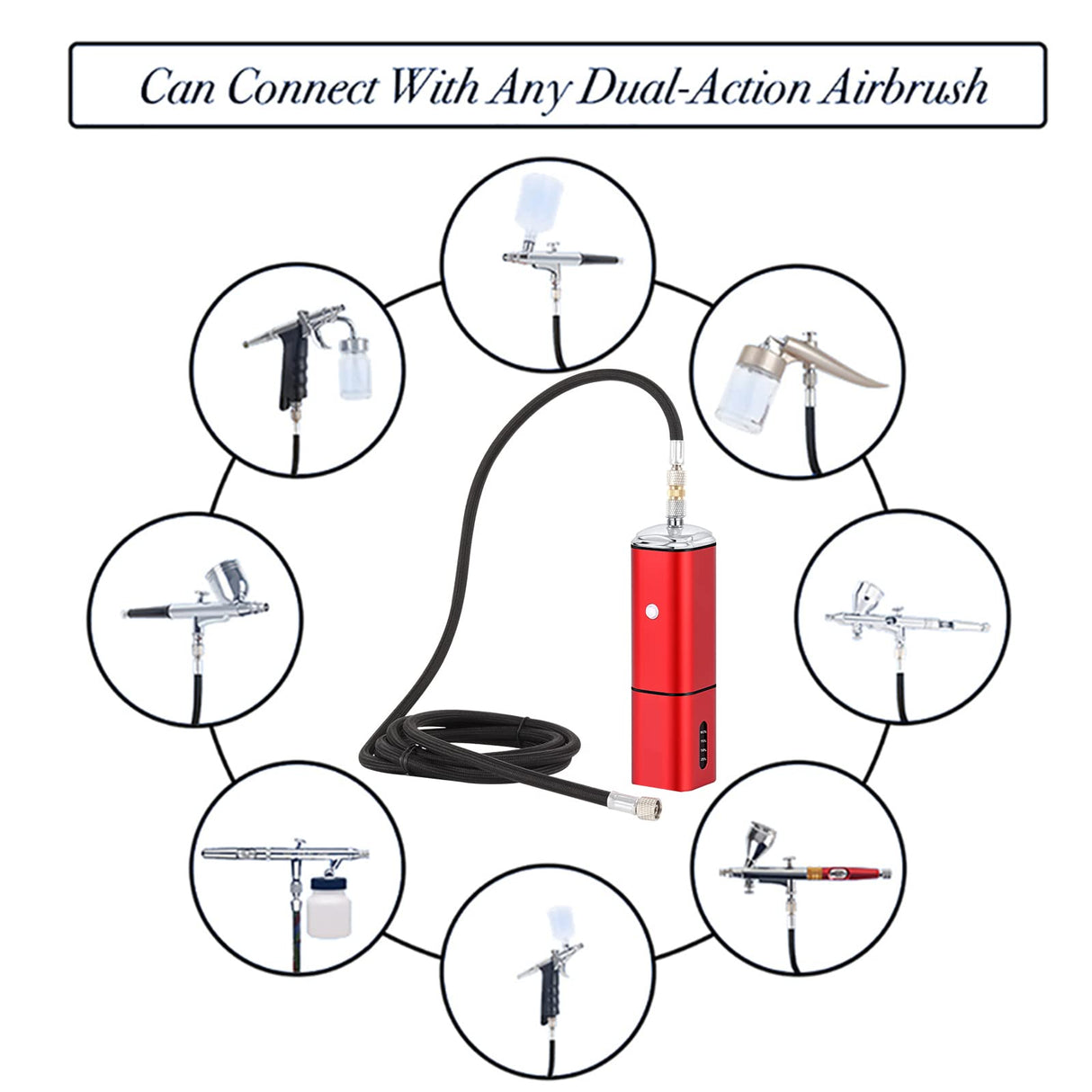 Casubaris Airbrush kit with Compressor Portable Cordless Airbrush kit,Rechargeable auto Stop Dual Action air Brush Pen,Match Different Airbrush Gun for Barbers Model Painting Nail Art Craft Makeup Casubaris