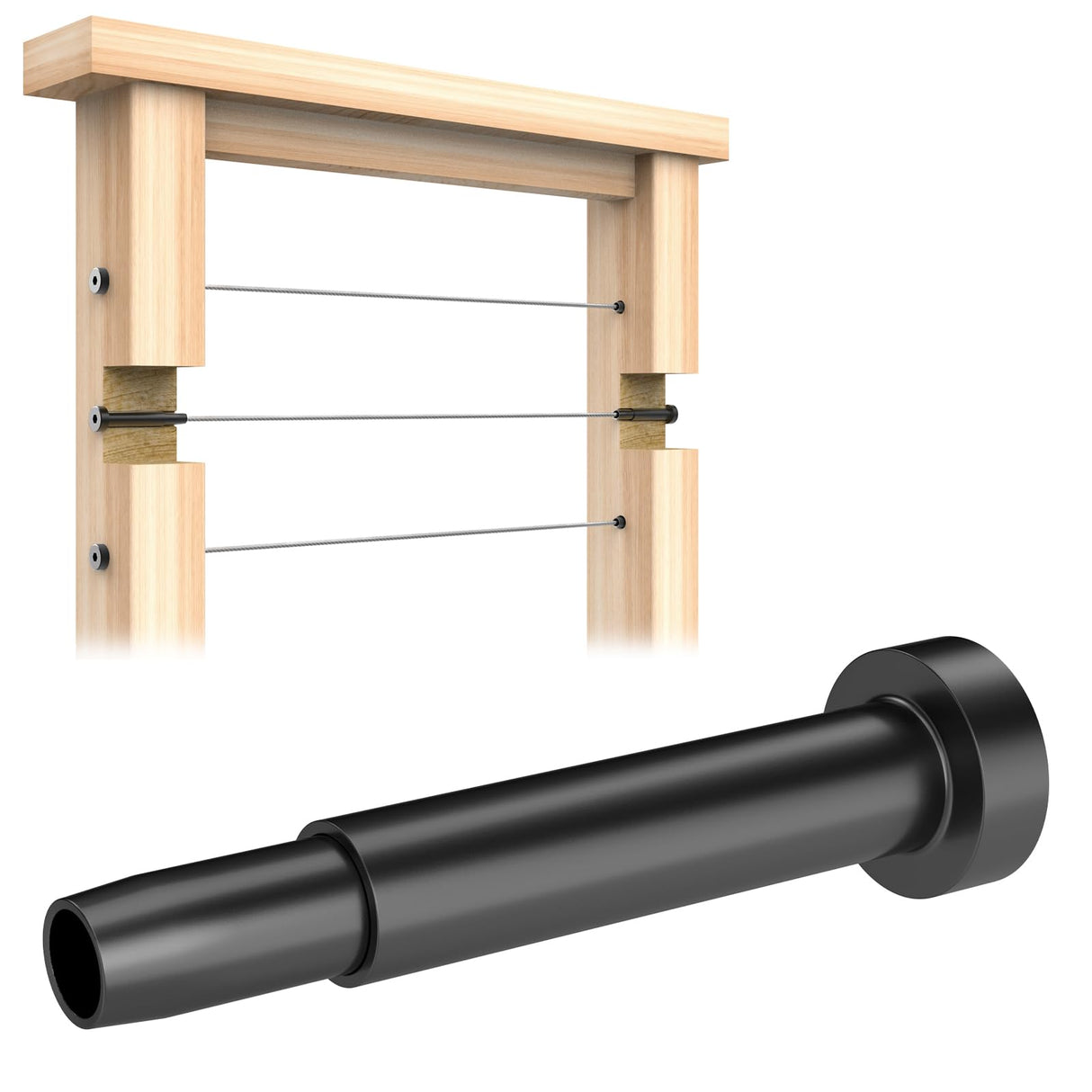 BLIKA 40 Pack 3/16" Black Invisible Cable Railing Kits, Black Stainless Steel Invisible Receiver and Swage Stud End, 3/16" Cable Railing Hardware for 2"x2", 4"x4" Wood/Metal Posts BLIKA