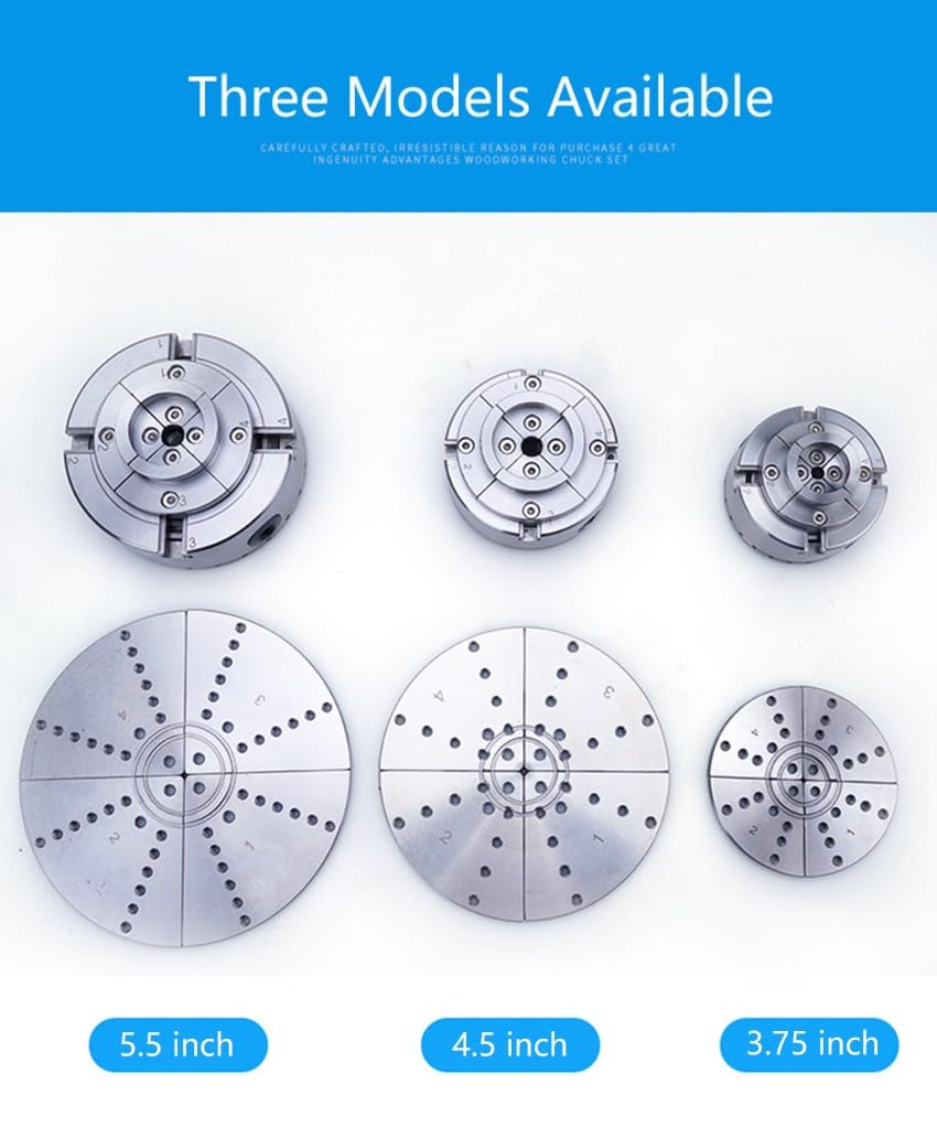 Wood Lathe Chucks, Self-Centering Scroll Chuck Thread Woodworking Turning Tools Set(Size:5.5inch) TZZES